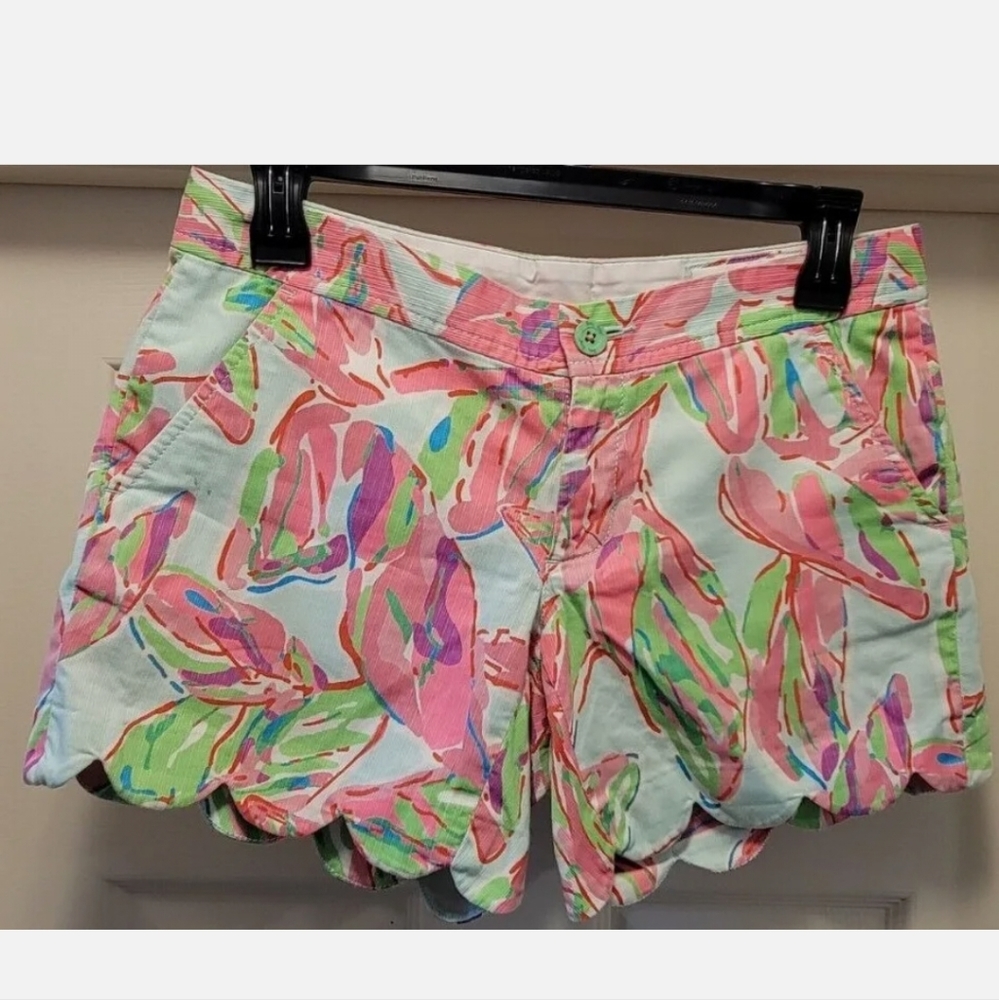 Lilly Pulitzer The Buttercup Shorts Cotton Scalloped Edges